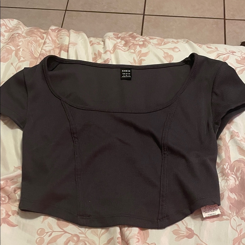 SHEIN Charcoal Ribbed Crop top